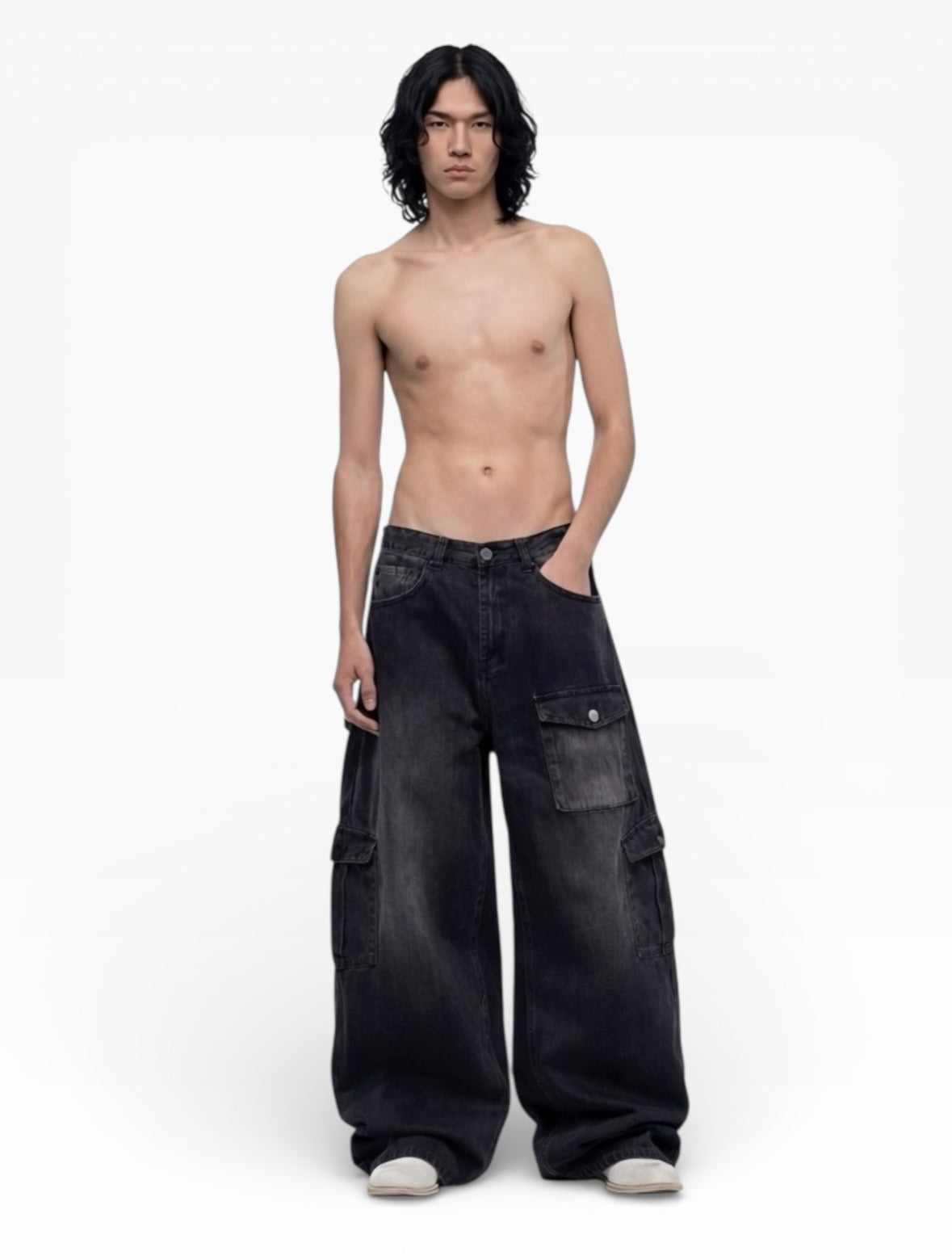 [15OZ BLACK FADED UTILITY ECLIPSE DENIM]